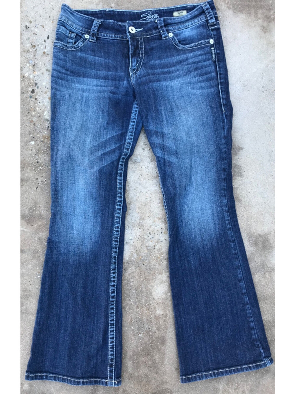 Silver Jeans SUKI BOOTCUT Straight Mid-Rise Flare Womens Dark Denim Lite 31/32